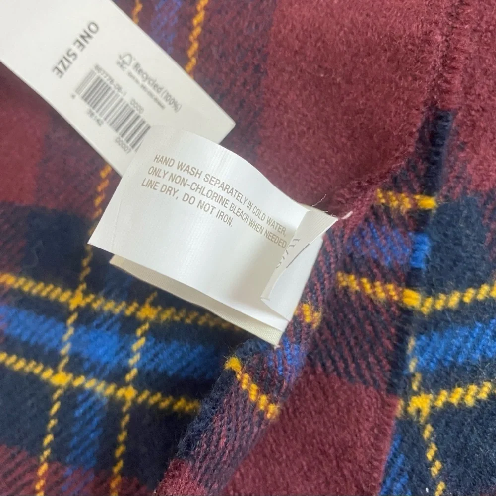 Old Navy Burgundy Plaid Scarf 12.5” x 65”